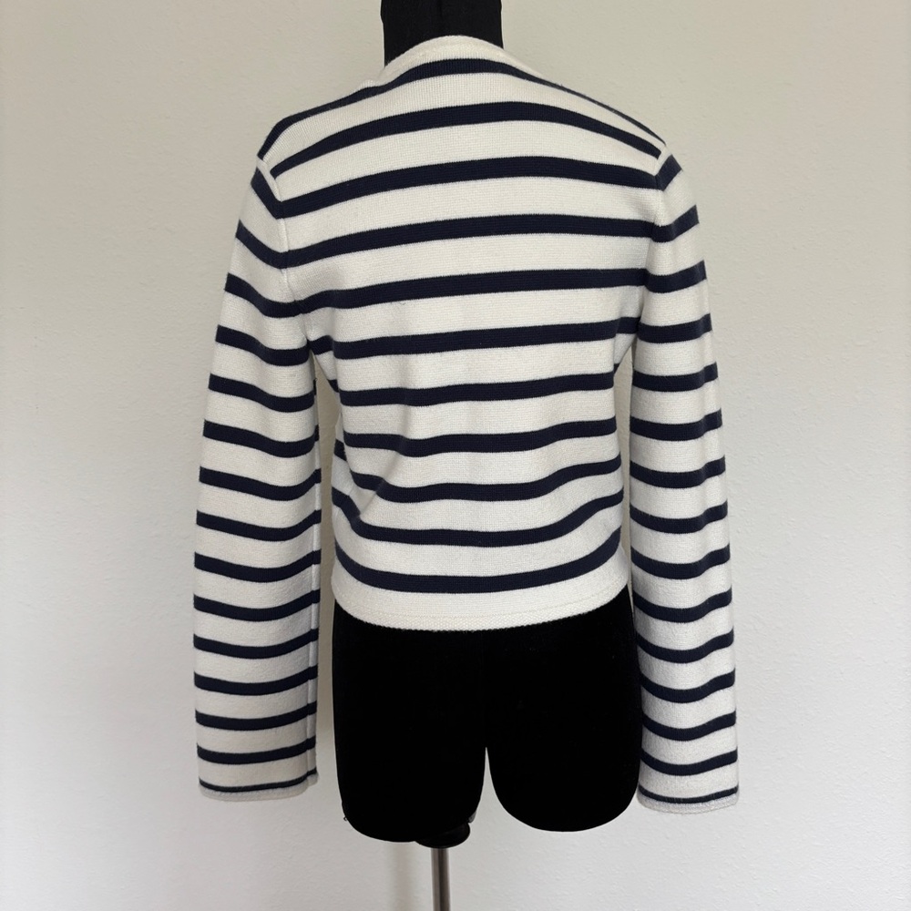 Abercrombie and Fitch LuxeLoft Crew Sweater Jacket White Navy Stripe Lady Jacket - Picture 4 of 10